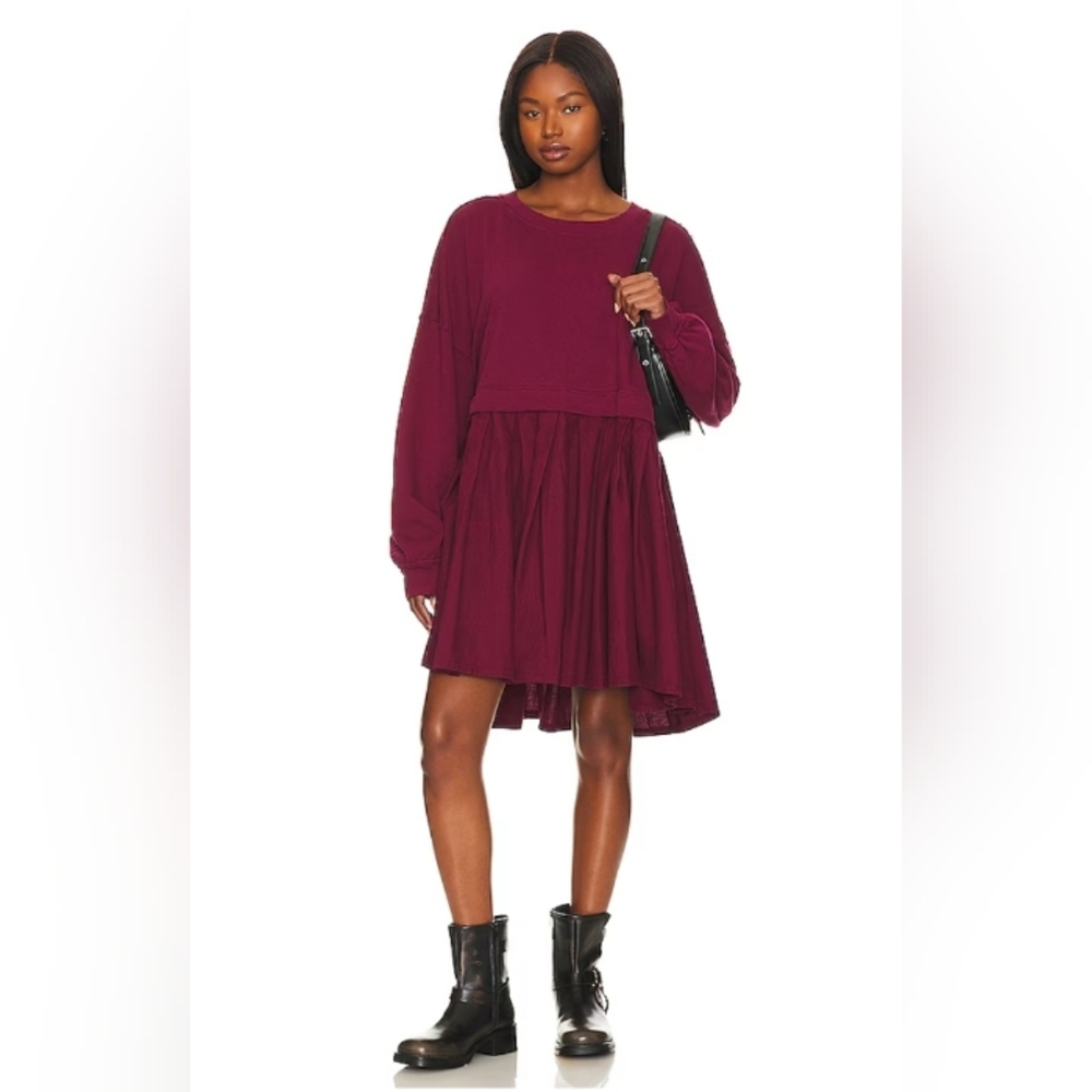 Pink women’s oversized sweatshirt dress size Large - Picture 2 of 4